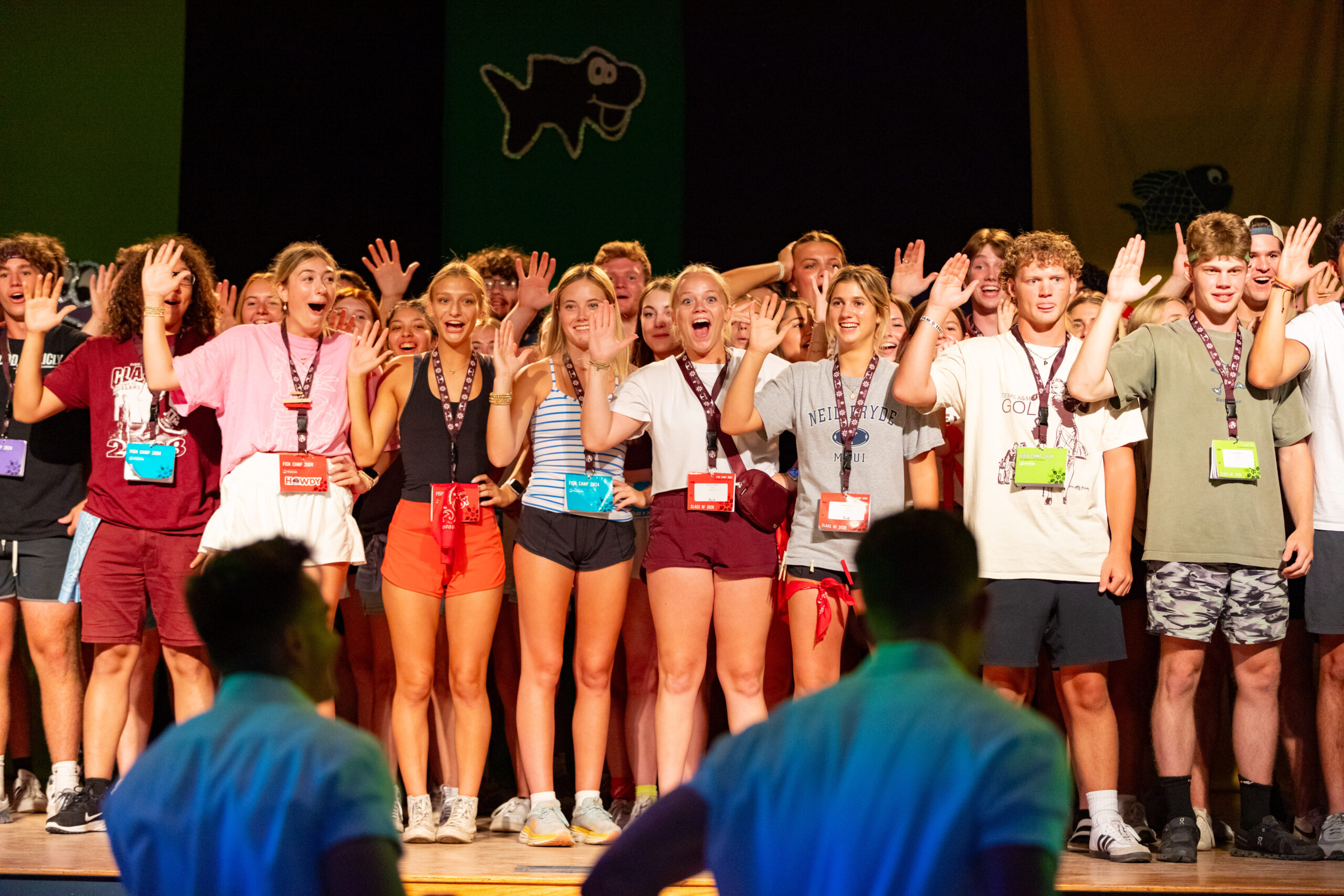 Students on stage at Fish Camp