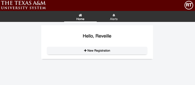 Image of the registration portal